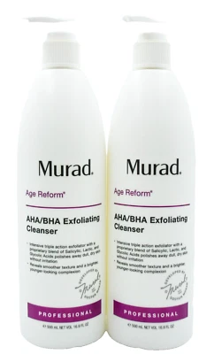 Limpiador exfoliante Murad AHA BHA tamaño profesional 16,9 fl oz/500 ml (paquete de 2) *sin caja* Foto 1 de 3