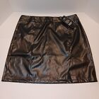 Black Skirt Slit Thigh Sexy Faux Leather Vinyl Feel Size Lg   Pic Measurements