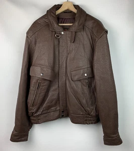 Reed Sportswear Jacke Kieselstein braun Leder Kragen Reißverschluss Druckknopflasche Taschen gefüttert 46 - Bild 1 von 13