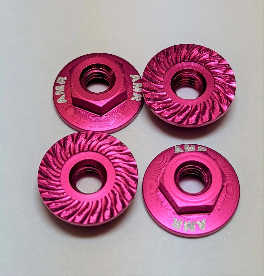 KYOAMR025PK M4 Aluminum Serrated Flange nut Pink(4 pieces) Kyosho America - Image 1 of 1