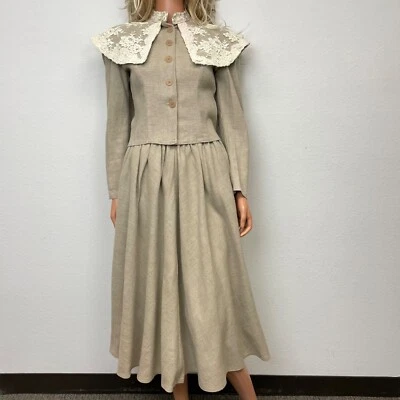Traje de Algodón Vintage Años 70 Jessica McClintock Eduardian Prairie Cottage Core XXS Foto 1 de 4