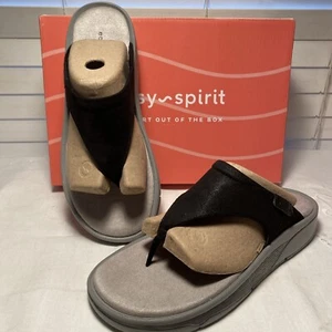 Easy Spirit Serift2 Sandals Women's Black Thong Wedge Light Weight Size 8.5 - Picture 1 of 15