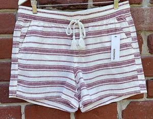 NWT Sonoma Shorts Womens Sz L Large Linen Blend ShortS Drawstring Elastic Waist - Picture 1 of 11