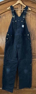 Carhart Insulated Bibs Carpenter Style Overalls Coveralls Canvas Sz 42 42x32 - Image 1 of 4