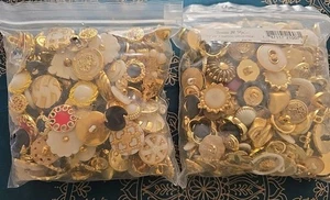 Variety Pack Fancy Gold Buttons – 2 Packs 8 oz Each / 16 oz Total 250–300 New  - Picture 1 of 17
