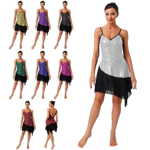 Mujeres Ropa de Baile Vestido de Escenario Vestidos de Ballet Gimnasia Metálico Dobladillo Contemporáneo - Imagen 1 de 107