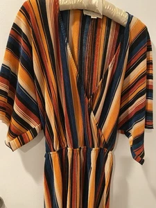 Lovestitch Damen Mini Kleid Mehrfarbig Gestreift Kurzarm Größe M - Bild 1 von 6