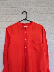 Arket UK 8 Orange 100% Silk Long Sleeve Shirt - Picture 1 of 19