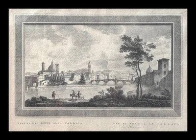 Giuseppe Zocchi / Matteo Carboni Veduta del Ponte alla Carraia – 原装 c.1800 — 第 1/4 张图片