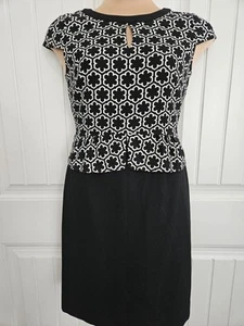 Tahari ASL Arthur S Levine Sheath Dress Peplum Top Size 12 Geometric Career - Picture 1 of 10