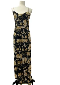 Maxi Vestido Para Mujer Xhilaration Floral Pantalón Traje Pierna Boho Negro Rosas Mediano - Imagen 1 de 6