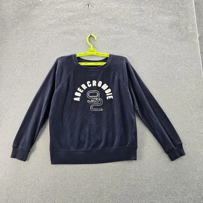Abercrombie & Fitch Women Sweatshirt L Blue Logo Embroidered - Image 1 of 4