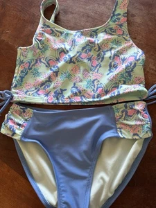 Cat & Jack Girls blue 2 piece bathing Suit Large (10-12) - Picture 1 of 5