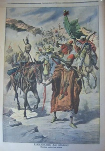 MAROC ANARCHIE TRIBUS MASSACRES TÉLÉGRAPHIE BRANLY GRAVURE LE PETIT JOURNAL 1907 - Picture 1 of 2