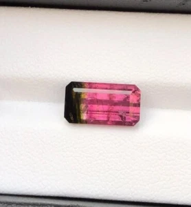 5.05-Cts Natural Bi Color Tourmaline Faceted With Rare Lines Loose Gemstone - Picture 1 of 5