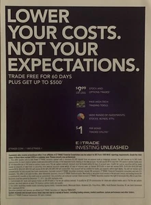 2011 E-Trade Financial PRINT AD Lower Costs Not Expectations Investing Unleashed - Picture 1 of 5