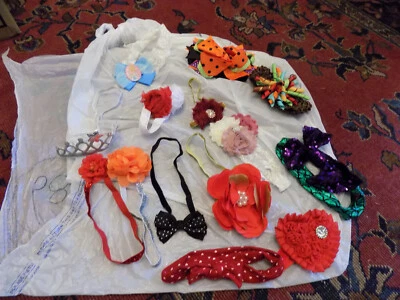 Lote de tiaras elásticas para meninas arcos flores cinderela cintilante corações coroa fita - Imagem 1 de 4