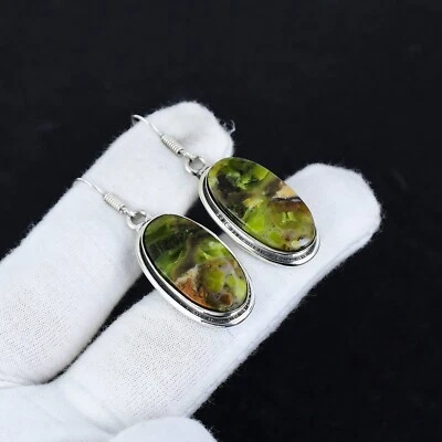 Chrom Chalzedon Edelstein Ohrringe 925 Sterlingsilber Statement Schmuck Geschenk - Bild 1 von 4