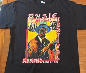 2012 Memphis Music Festival T Shirt Size Lg. Crossroad Blues George Hunt Art - Picture 1 of 4
