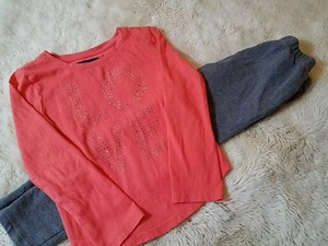 Baby Gap Toddler Girl 4/5 Outfit Love Shirt Long Sleeve Gray Leggings - Picture 1 of 7