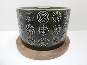 PORTMEIRION SUSAN WILLIAMS ELLIS POTTERY CHEESE DISH DOME CLOCHE TIMBER PLATE - Picture 1 of 6