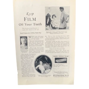 Vintage 1927 Pepsodent Film Off Your Teeth Ad Advertisement - Picture 1 of 4