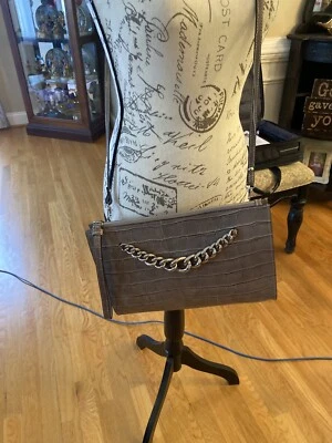 Bolso de mano Claudia gris/plateado cocodrilo italiano en relieve Foto 1 de 4