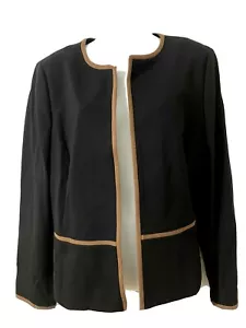 Women’s Jacket TALBOTS size 16 black & tan Italian knit blazer $279 NEW (th57) - Picture 1 of 10