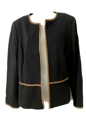Women’s Jacket TALBOTS size 16 black & tan Italian knit blazer $279 NEW (th57) - Image 1 of 4