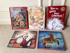 (5) Christmas Holiday Books, Grinch, Santa, Reindeer, Nice! - Picture 1 of 10