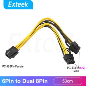 PCI-E 6-Pin to Dual 8-Pin 2x (6+2 Pin) Graphics Video Card Power Splitter Cable - Picture 1 of 12