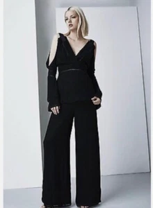 Finders Keepers Unravel High Waist Wide-Leg Palazzo Pants Black Size L (8-10) - Picture 1 of 4