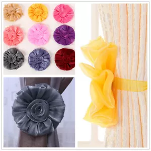 1 Paar Rose Blume Raffhalter Halterlose Halterlose für Voile Netz Vorhang Paneele Wohndeko - Bild 1 von 11