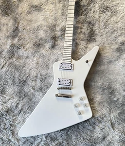 White Electric Guitar Snowhorse Brendon Explorer White Fretboard HH Fixed Bridge - Picture 1 of 8