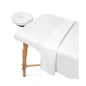 Flannel Massage Table Sheet Set 100% Soft Cotton Facial Bed Cover 3-Piece White - Picture 1 of 3
