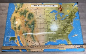 VTG 1965 United States Tin/Metal Sign/Map Weathercaster Educational Aids Inc 34" - Picture 1 of 9