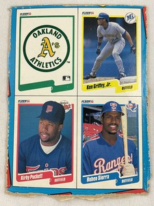 1990 Fleer Baseball Wax Box Bottom-Card Panel-Ken Griffy, Jr.;Puckett; Sierra