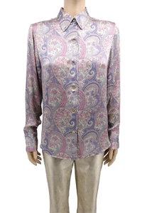 Anna and Frank Damen Bluse Seide Paisley Print Langarm Button Down Größe M - Bild 1 von 5