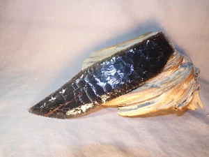 Large Unique Ribbon Obsidian Bowie Blade Black Powder Flint Knapping COA - Picture 1 of 4