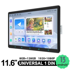 JOYING 1920*1080P 11.6-inch GPS Touch Screen Bluetooth 1 DIN Radio 8GB+128GB FM - Picture 1 of 16