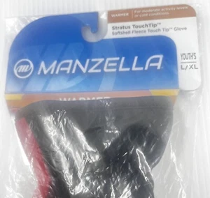 Manzella Stratus Tip Softshell Fleece Touch Tip Gloves Sz Youth L/XL Red & Black - Picture 1 of 4