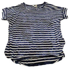 C&C California Womens Top Sz 3X Blue White Stripe Stretch Short Sleeve NWT - Picture 1 of 10