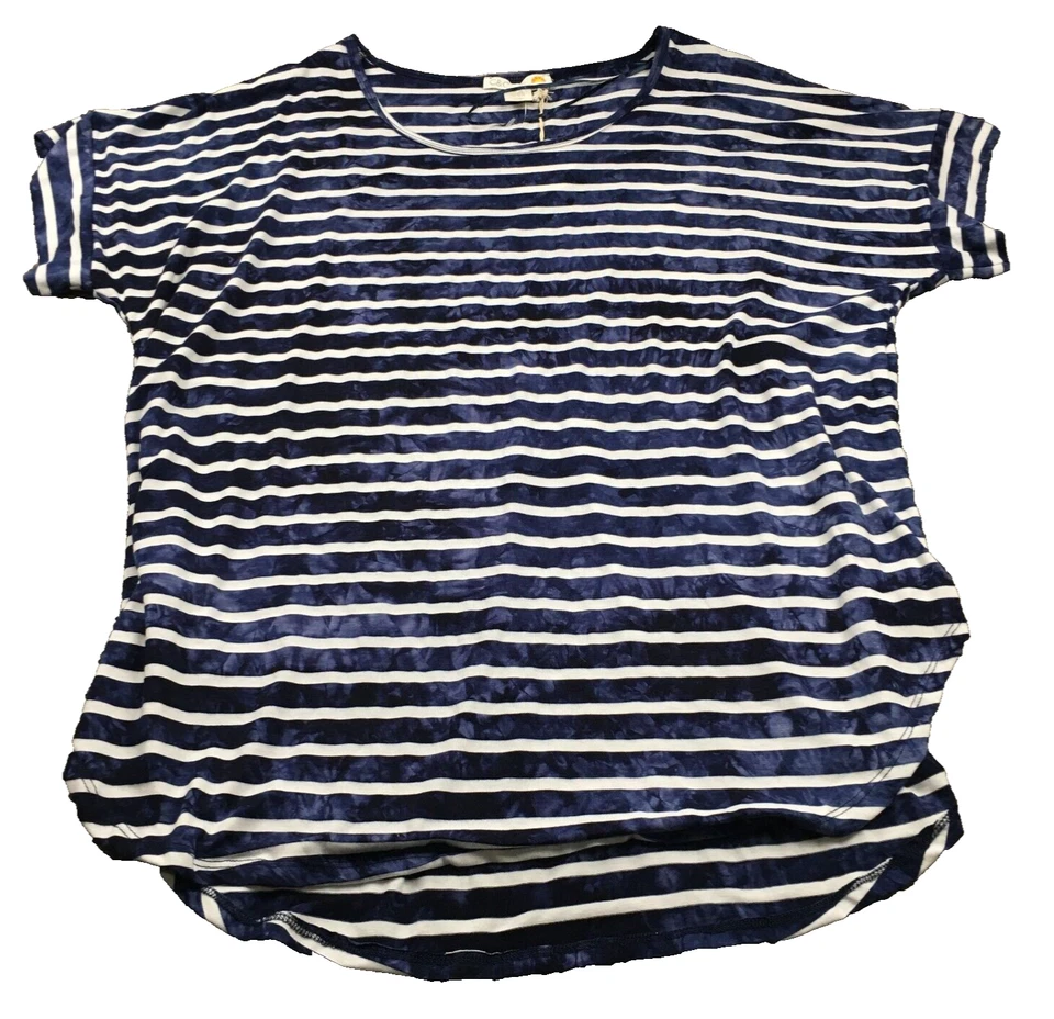 C&C California Womens Top Sz 3X Blue White Stripe Stretch Short Sleeve NWT - Image 1 of 4