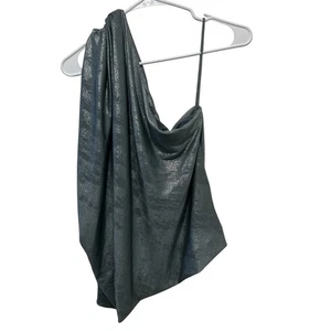 Alice + Olivia One-Shoulder Rüschen Metallic Silber Top Bluse Größe Small - Bild 1 von 5