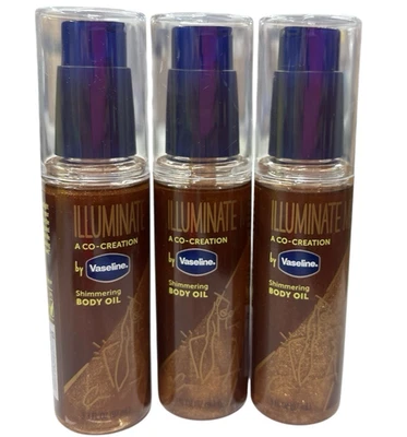 3 (3,3 oz cada uno) aceites corporales brillantes de vaselina Illuminate Me para piel rica en melanina Foto 1 de 3