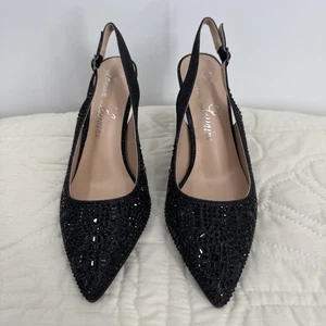 Lauren Lorraine Shoes Womens Size 9 Black Rachel Slingback Pointed Toe Pumps - Picture 1 of 12