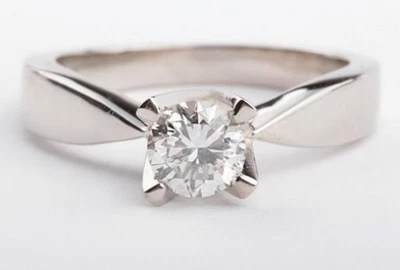 Brilliant Ring Solitaire 0,49ct Wesselton 750 18K White Gold Size 48 Diamond New Foto 1 de 4
