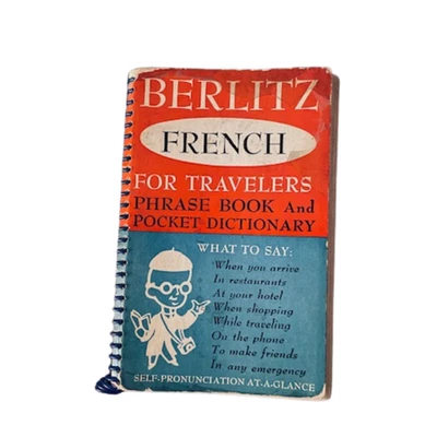 Vtg. BERLITZ FRENCH For Travelers- Phrase Book and Pocket Dictionary (1954) - Image 1 of 4