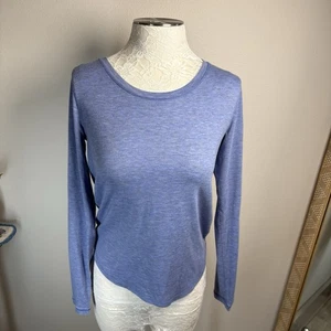 Top Lululemon Talla ~6 ~ Jaspeado Azul Marroquí Salvaje Torcido Manga Larga Espalda Abierta - Imagen 1 de 11