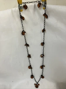 Vintage Bernstein braune Facette Perlen Halskette mit schwarzer Kette 38" sehr guter gebrauchter Zustand - Bild 1 von 6